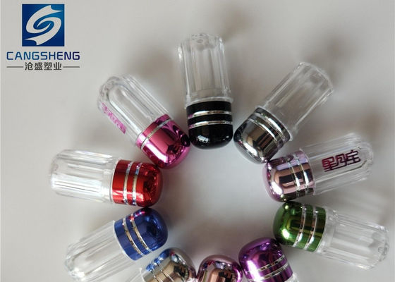 Red Cylindrical Empty Capsule Bottles 13mm Plastic