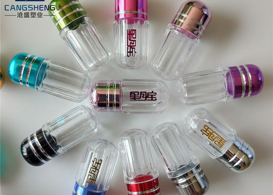 Red Cylindrical Empty Capsule Bottles 13mm Plastic