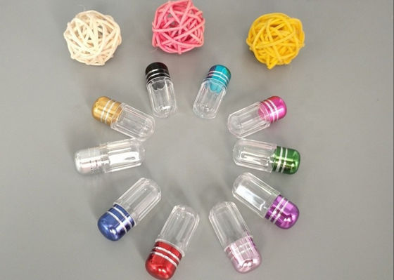 Red Cylindrical Empty Capsule Bottles 13mm Plastic
